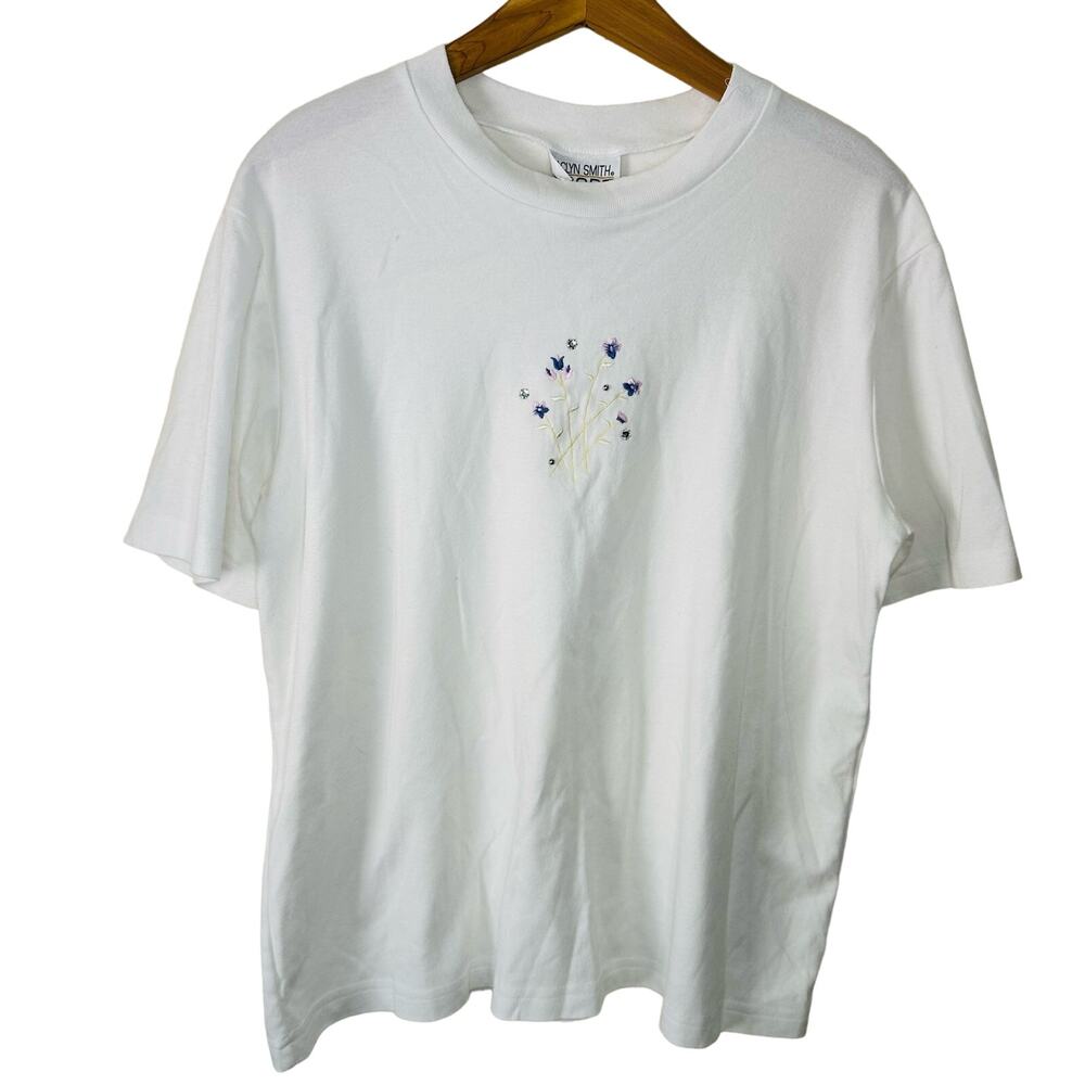Jaclyn Smith Sport Vintage Floral Embroidered Rhinestone Classic Top XL